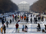 Buy Hundreds Enjoy the Cold Weather on the Frozen Canal Near the Baroque Castle Nymphenburg in Munich at AllPosters.com