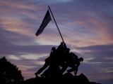 US Marine Corps Memorial is Silhouetted Against the Early Morning Sky in Arlington, Virginia