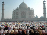 Buy Muslim Faithful Pray at the Mosque in the Taj Mahal Complex to Celebrate Eid-Al-Fitr at AllPosters.com