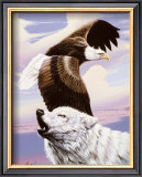 Eagle in Flight with Wolf