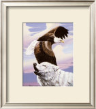 Eagle in Flight with Wolf