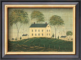 Farm House on Hill Framed Art Print
