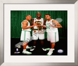 Kevin Garnett, Ray Allen, & Paul Pierce with the 2007-08 NBA Champion trophy