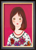 Girl in a Floral Dress with Nice Smile Framed Art Print