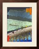 O-Hashi (Big Bridge) at Atake in Summer Shower Framed Giclee Print