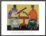 Singing and Mending Framed Art Print