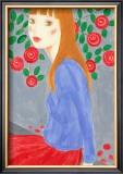 Girl in Rose Garden Framed Art Print