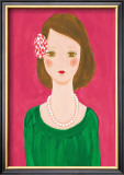 Girl with a Flower Hair Ornament Framed Art Print
