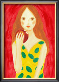 Girl Eating an Apple Framed Art Print