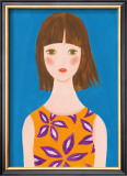 Girl Whose Hair Is Blown by the Wind Framed Art Print