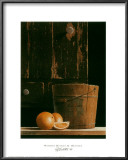 Wooden Bucket and Oranges