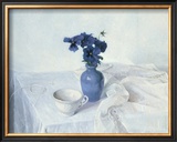 Pansies in a Blue Vase