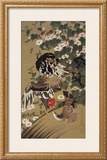 Japanese Rooster with Two Birds