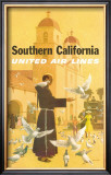 Buy United Airlines: Southern California, Franciscan Monk and Spanish Mission at AllPosters.com
