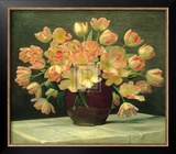 Buy Tulips in a Vase on a Draped Table at AllPosters.com