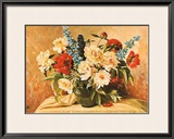 Pfingstrosen mit Rittersporn Framed Art Print