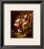 Pink Roses by a Garden Fence