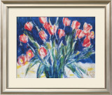 Buy Red Tulips on Blue, 1930 at AllPosters.com