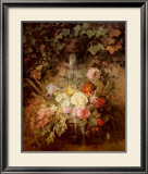 Flowers under a Lion Fountain