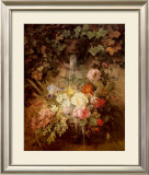 Flowers under a Lion Fountain