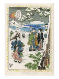 Japanese Women in the Snow, Children Snowballing