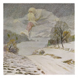 He Strides over the Wintry Countryside Giclee Print