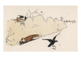 The Fox Knows the Hounds are Getting Closer and Skulks Alongside a Hedge Giclee Print