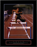 Goals: Runner Jumping Hurdles Lamina Framed Art Print