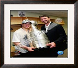 Sidney Crosby & Mario Lemieux Game 7 - 2008-09 NHL Stanley Cup Finals With Trophy
