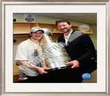 Sidney Crosby & Mario Lemieux Game 7 - 2008-09 NHL Stanley Cup Finals With Trophy