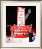 The Detroit Red Wings with the 2007-08 Stanley Cup Championship Banner