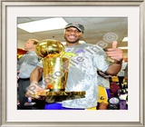 Lamar Odom Game Five of the 2009 NBA Finals With Championship Trophy