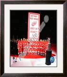 The Detroit Red Wings with the 2007-08 Stanley Cup Championship Banner