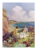 Two Young Women Enjoy a Splendid Picnic by the Sea
