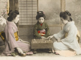 Three Japanese Geisha Girls Playing Go