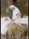 A Nurse with a Red Cross on Her Uniform Cares for a Wounded French Soldier Photographic Print