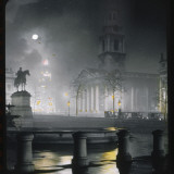 Trafalgar Square by Night with a Full Moon