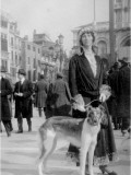 Woman and Her Dog (Possibly a Borzoi) in St Mark's Square, Venice