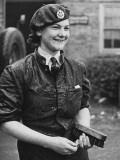 A Wet Waaf Woman Who Was Cleaning a Lorry During World War Ii