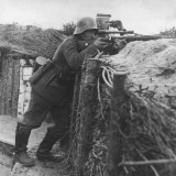 German Sniper in a Trench on the Western Front During World War I