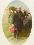 A Delightful Postcard Photograph of a Slightly Elderly Japanese Flower Seller