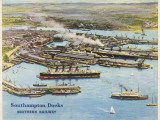 Aerial View of the Harbour, with a Cunarder Undergoing Painting or Something of the Sort