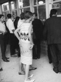 A Girl in East Germany Wears a Dress with Images of the Beatles On Photographic Print