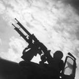 Machine Guns are Ready to Shoot a French Military Plane