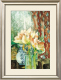 Pink Amaryllis, Red Curtain