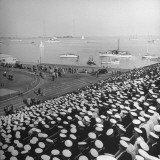 A View of Ships in the Water Near the Stadium During an Annapolis Naval Academy Football Game