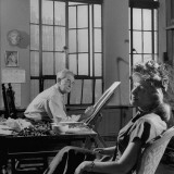 James Montgomery Flagg Sketching a Model in His Studio