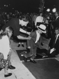 Dustin Hoffman Helping Son Jacob Walk Through Cement as Other Kids Watch, at 