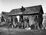 Buy Soldiers Relaxing in Area around their Winter Quarters - One Chops Wood, One Sweeps, One Sits at AllPosters.com