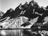 Buy "Kearsarge Pinnacles," Partially Snow-Covered Rocky Formations Along the Edge of the River at AllPosters.com